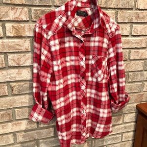 Red Flannel with elbow patches